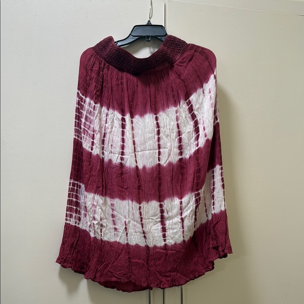 Burgundy and White Tie-Dye Skirt